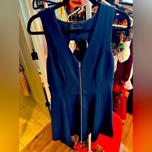 Adelyn Rae navy stretch a-line dress